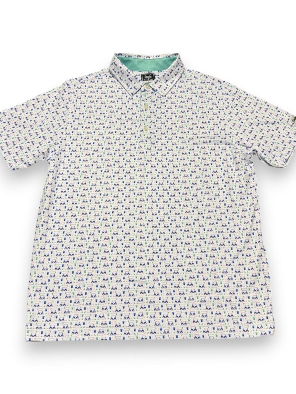 Deolax Men's Beverage Carts Pattern Polo Size Large